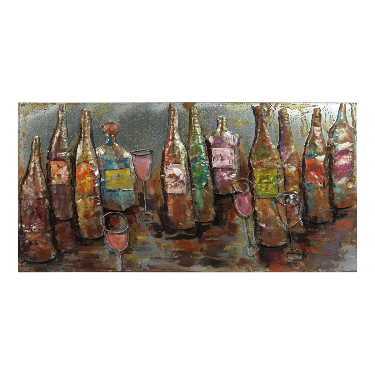 Pmo-120112-2448 Primo Mixed Media Hand Painted Iron Wall Sculpture - 5 O Clock