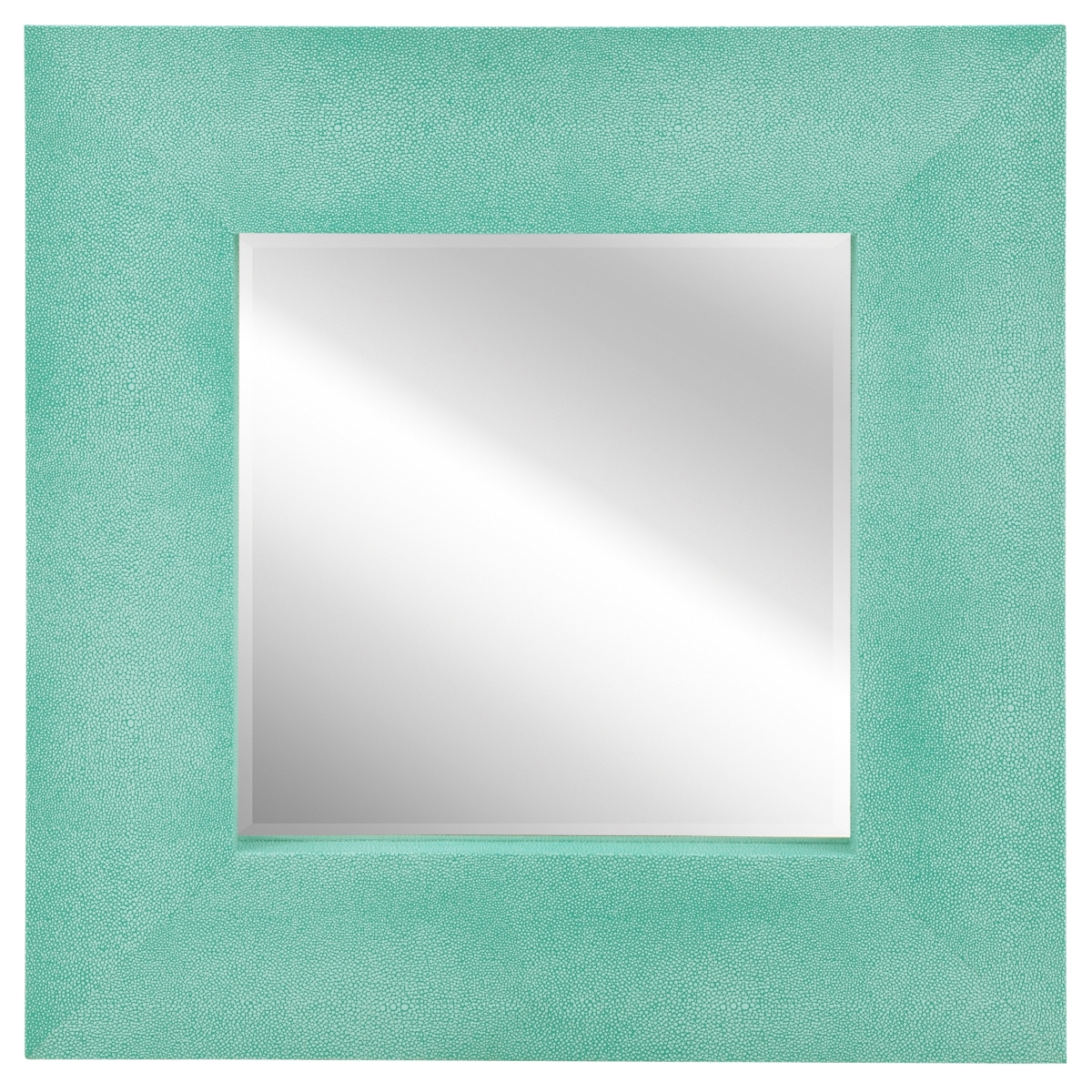 Elm-3030-01tl 30 X 30 In. Teal Metallic Shagreen Leather Framed Occasional Beveled Mirror