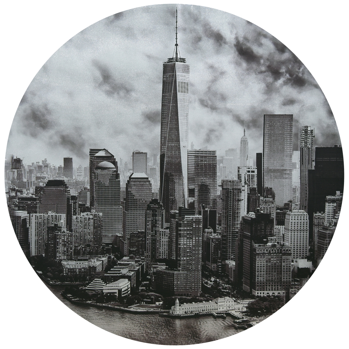 Scgr-ead3016-32 32 In. Freedom Tower Circular Silver Canvas Giclee Printed Wall Art