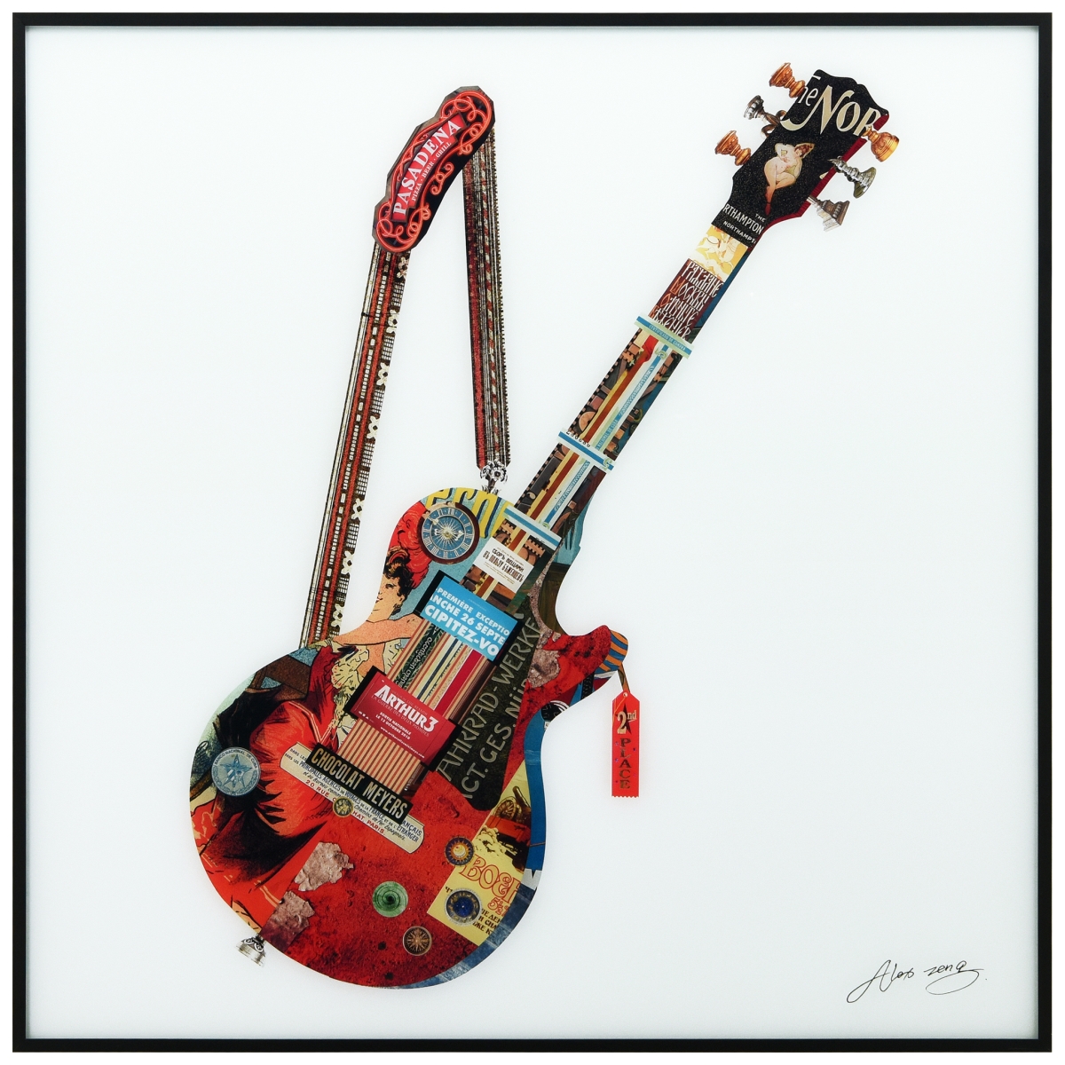 Aagb-az017-2424 24 X 24 In. Electric Guitar Reverse Printed Glass Wall Art With Black Anodized Aluminum Frame