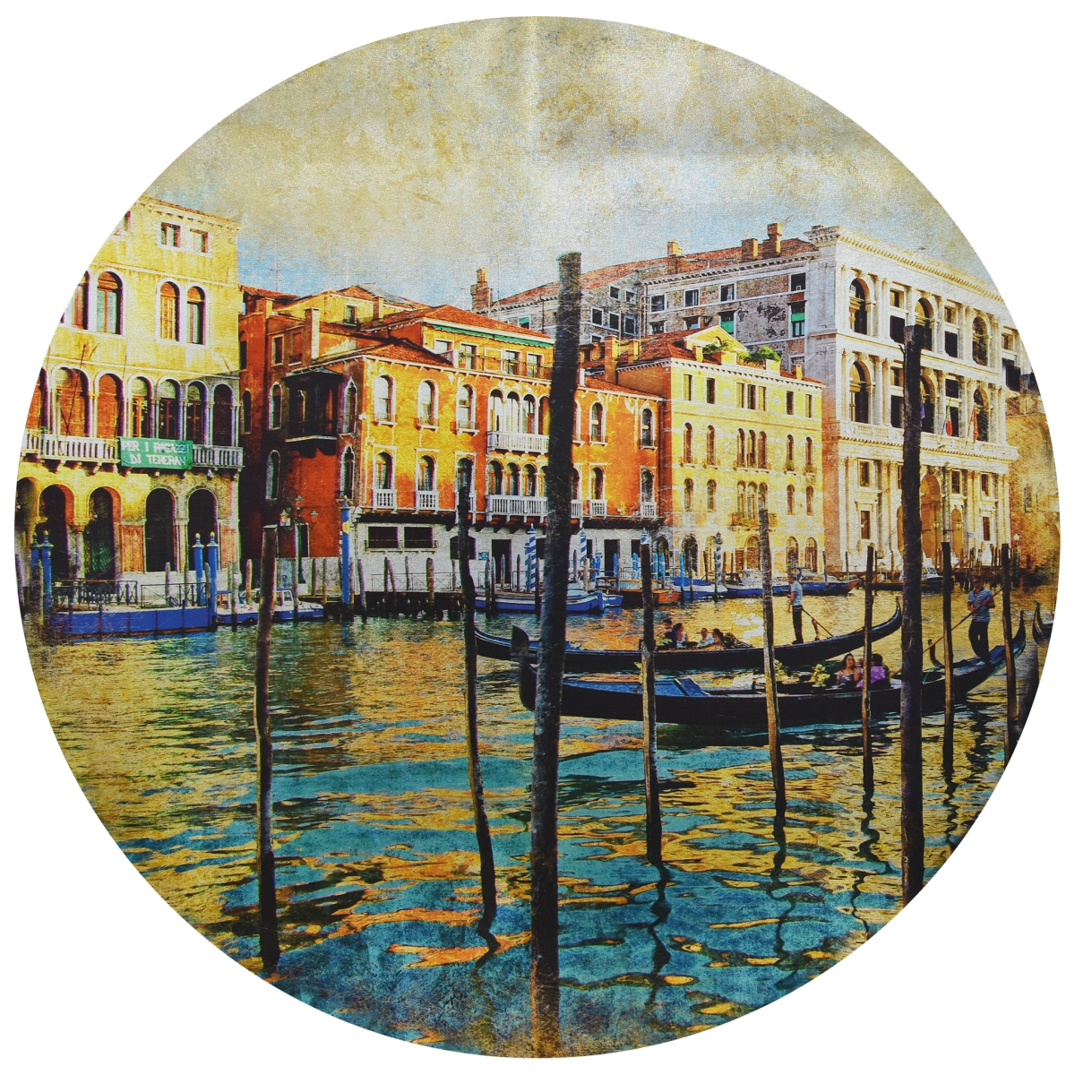 Scgr-ead0398-32 32 In. Venice Circular Silver Canvas Giclee Printed Wall Art