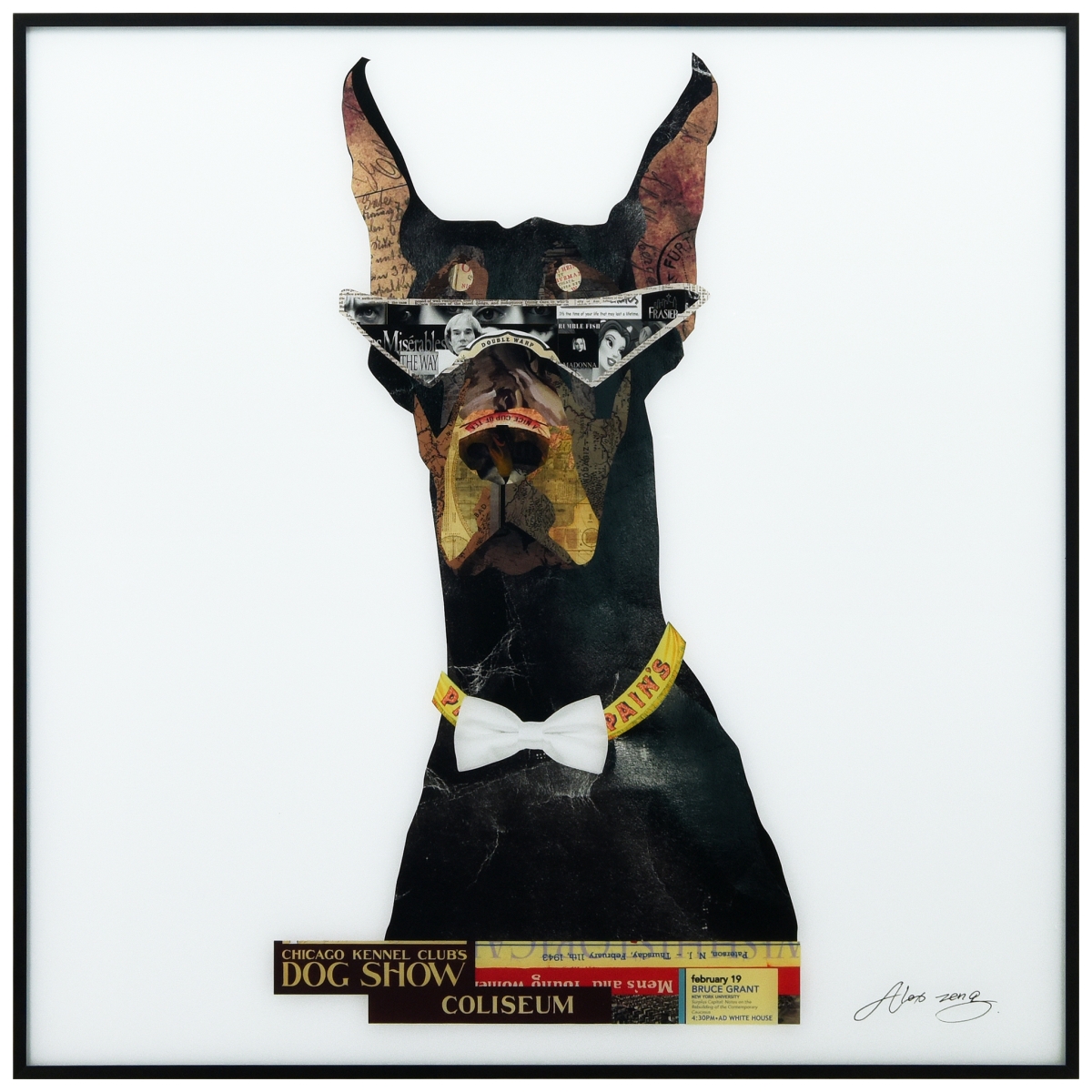 Aagb-az043-2424 24 X 24 In. Doberman Pinscher Reverse Printed Glass Wall Art With Black Anodized Aluminum Frame