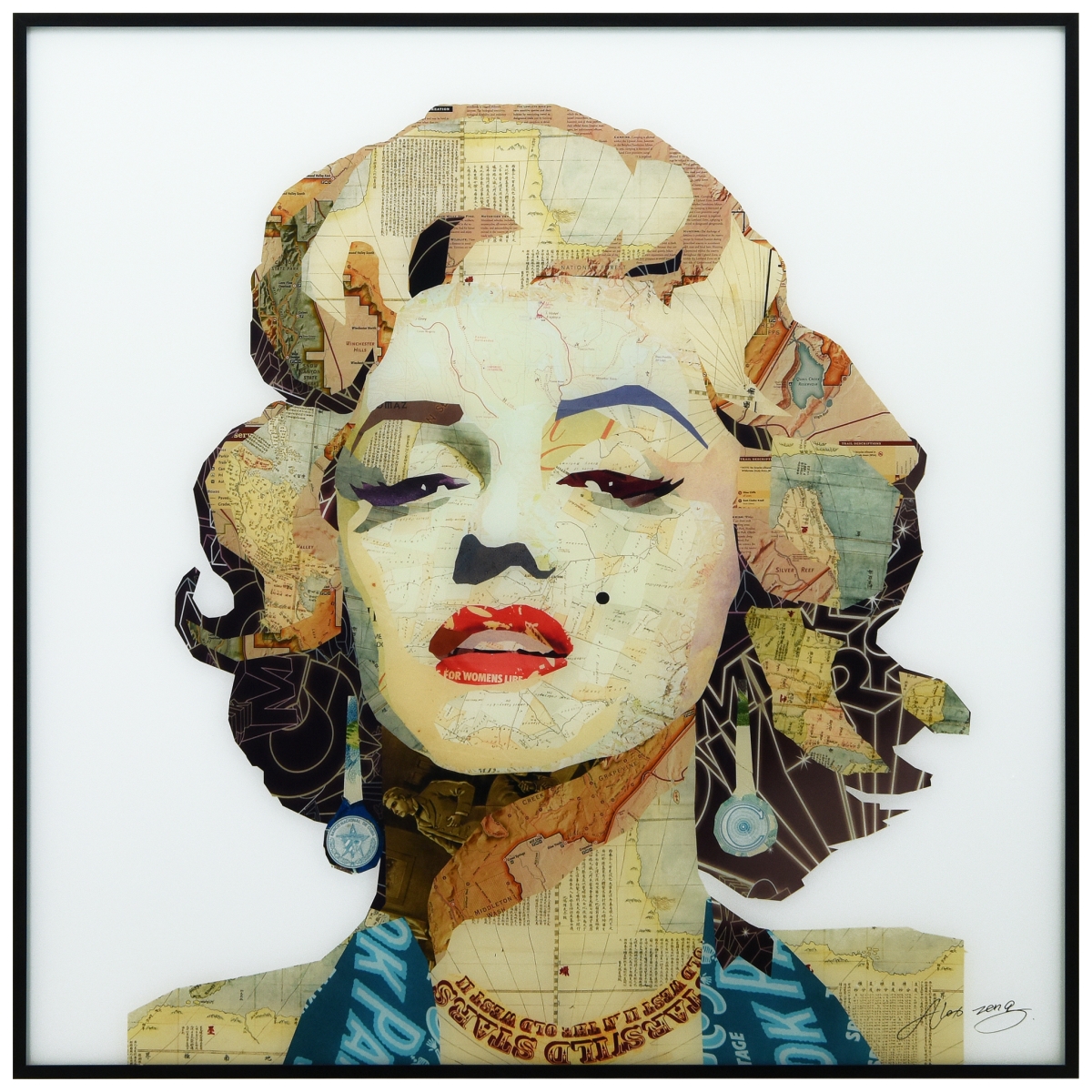 Aagb-az048-2424 24 X 24 In. Homage To Marilyn Reverse Printed Glass Wall Art With Black Anodized Aluminum Frame