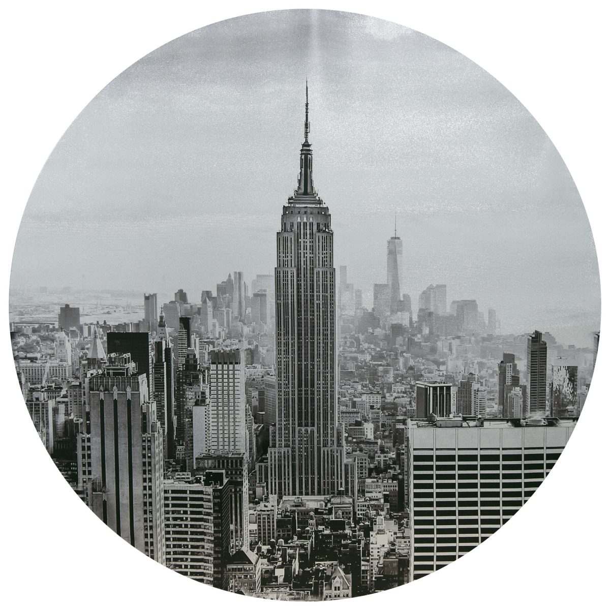 Scgr-ead0627-32 32 In. Empire State Building Circular Silver Canvas Giclee Printed Wall Art