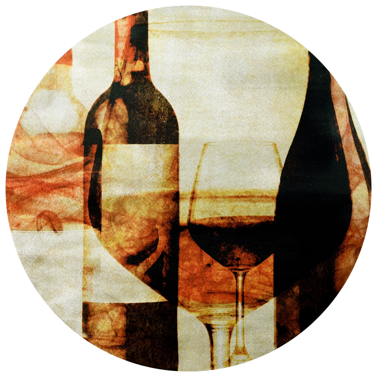 Scgr-132398-32 32 In. Circular Silver Giclee Printed Wine Canvas Wall Art