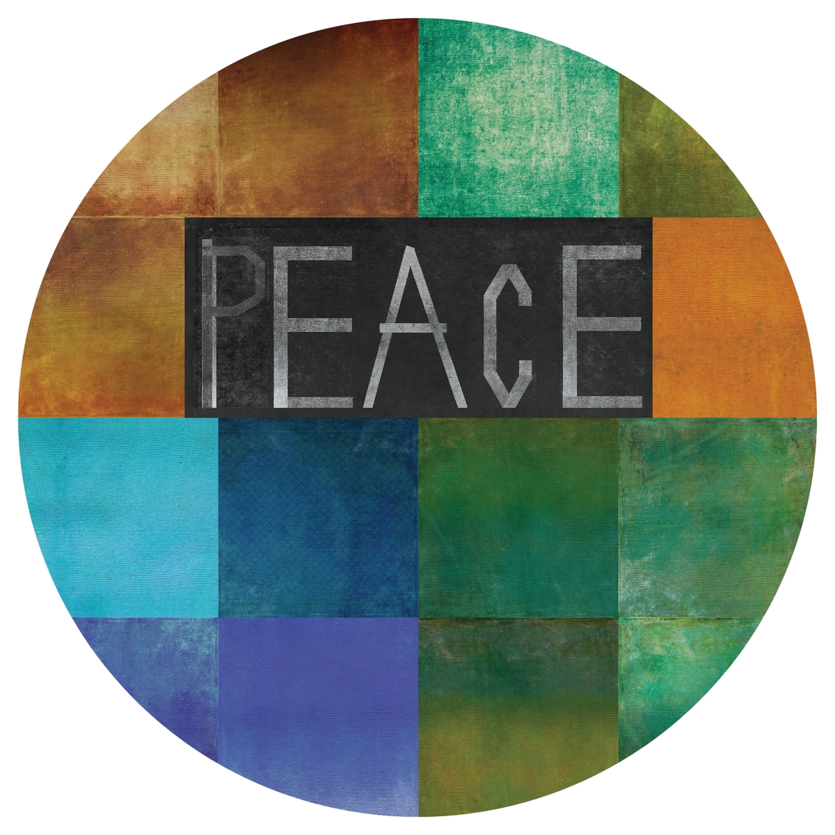 Scgr-ead3737-24 24 In. Circular Silver Giclee Printed Peace Canvas Wall Art