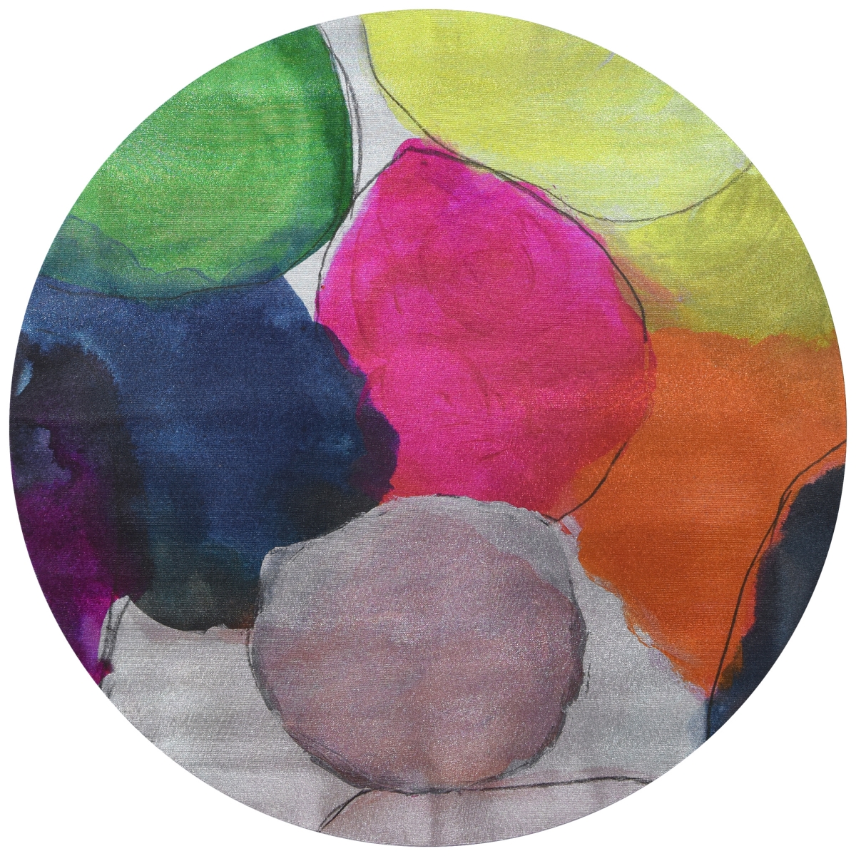Scgr-78454-24 24 In. Abstract Circular Silver Canvas Giclee Printed Colorful Wall Art