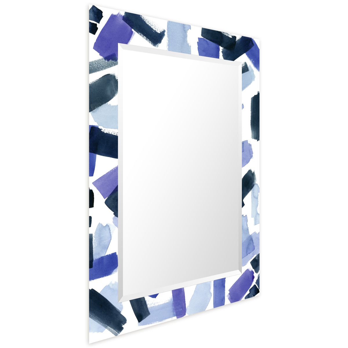 Picture of Empire Art Direct TAM-120860-4030 &apos;Cerulean Strokes&apos;Rectangular Beveled Mirror on Free Floating Printed Tempered Art Glass