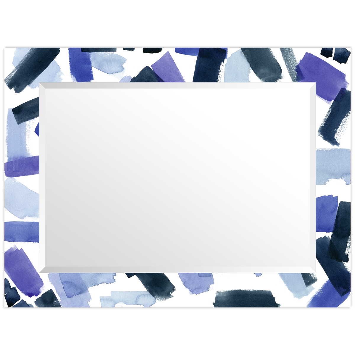 Picture of Empire Art Direct TAM-120860-4030 &apos;Cerulean Strokes&apos;Rectangular Beveled Mirror on Free Floating Printed Tempered Art Glass