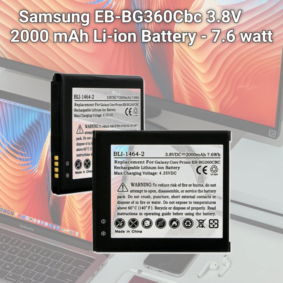 Picture of Empire BLI-1464-2 Samsung EB-BG360Cbc 3.8V 2000 mAh Li-ion Battery - 7.6 watt