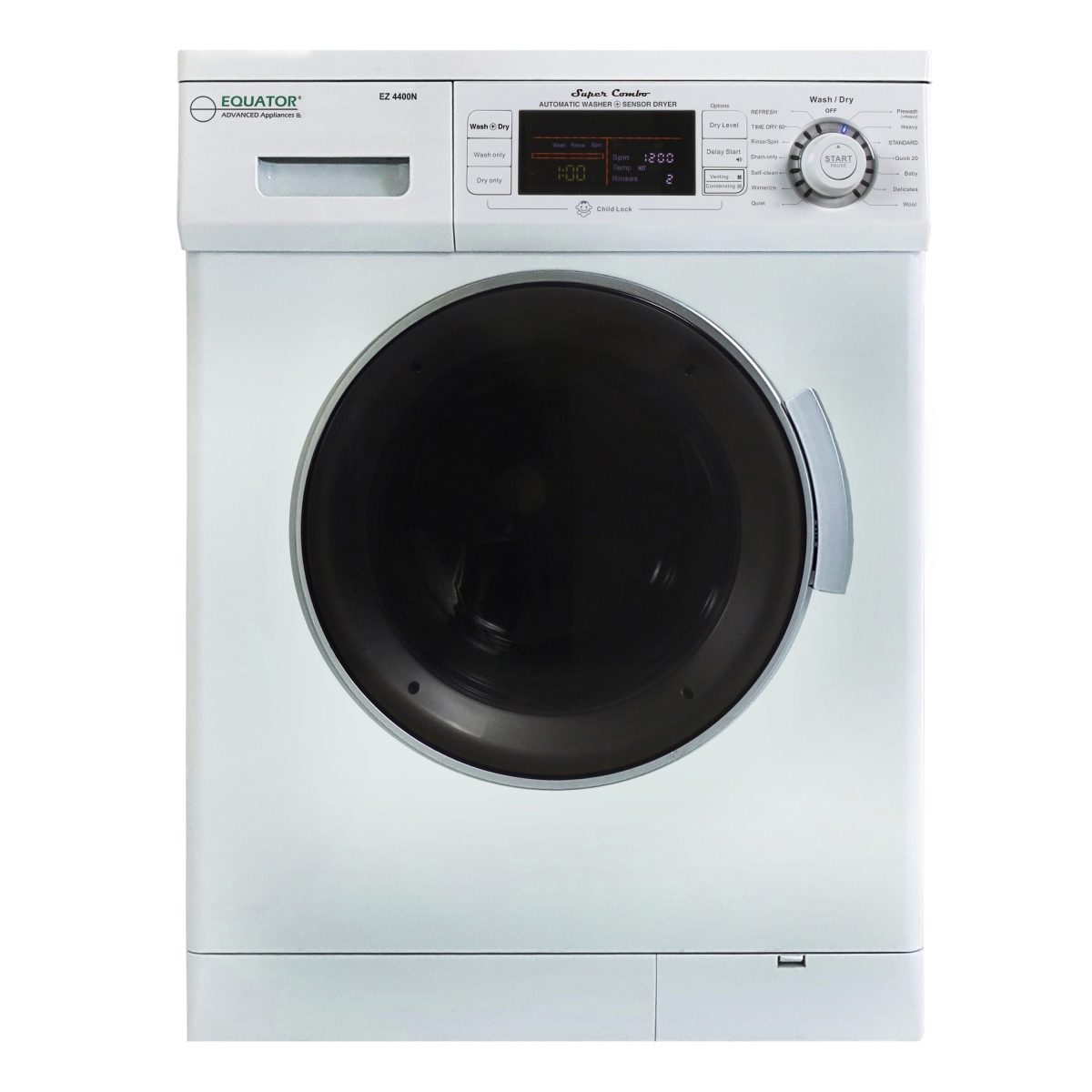 Ez 4400 N White All-in-one Compact Convertible Combo Washer Dryer With Fully Digital, White