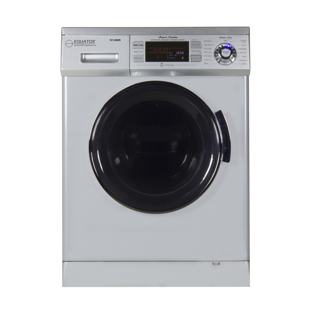 Ez4400 N Silver All-in-one Compact Convertible Combo Washer Dryer With Fully Digital, Silver