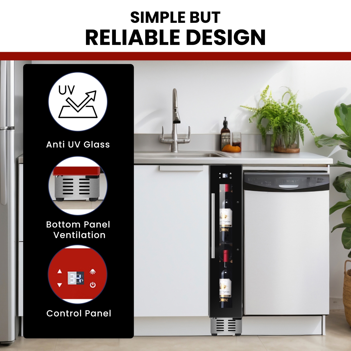 Picture of Equator Advanced Appliances WR 09 9 Bottles Wine Refrigerator 1-Zone Freestanding/Builtin 7 Color LED 110V - Black