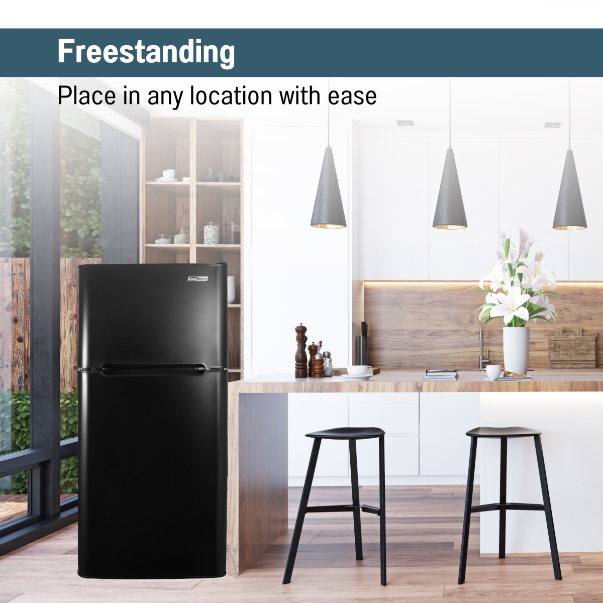 Picture of Conserv CRF 450 B ConServ 4.5cu.ft 2 Door Mini Freestanding Refrigerator with Freezer in Black