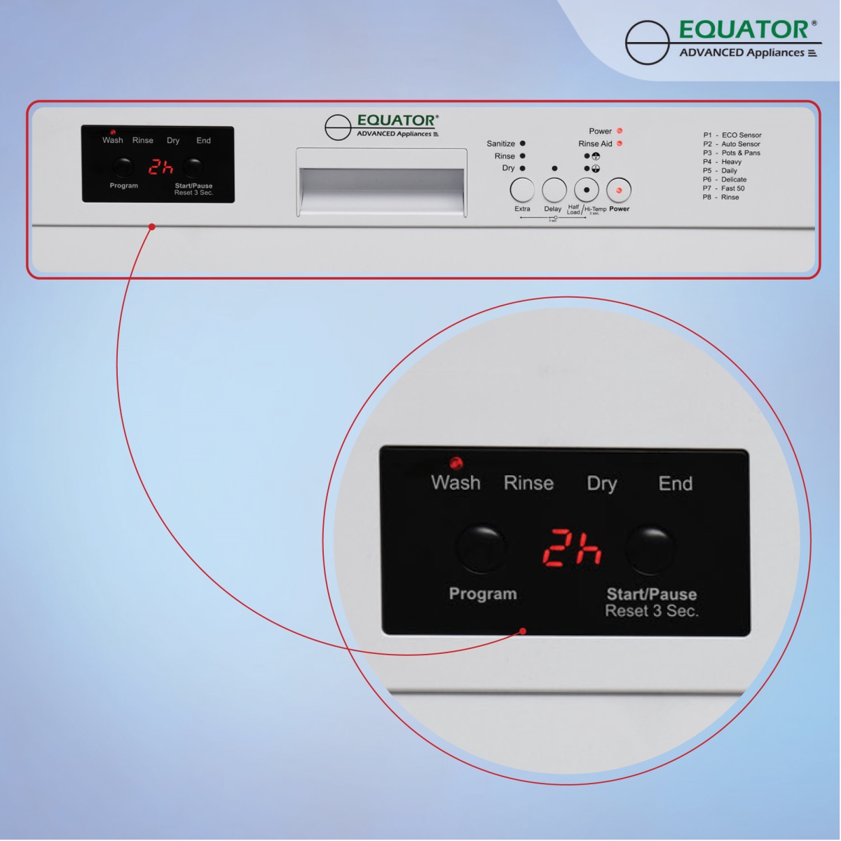 Picture of Equator Advanced AppliancesáWBá82 (White) Equator-Europe 24in. Built in 14 place Dishwasher with 8 Wash Programs  Energy Star