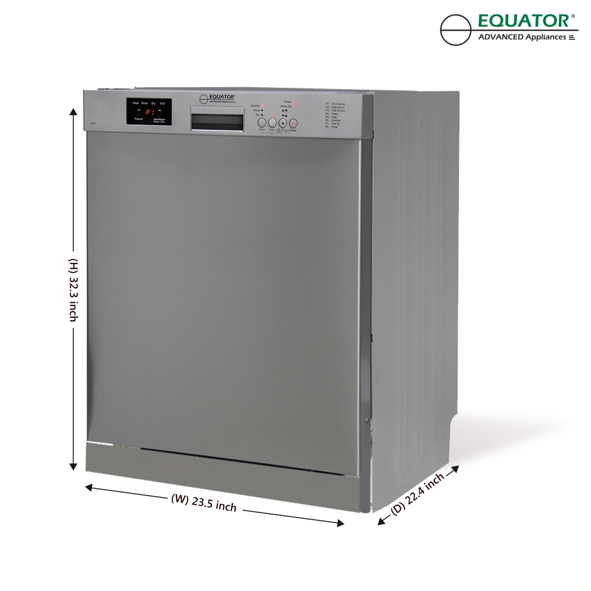 Picture of Equator Advanced AppliancesáSBá82 (Silver) Equator-Europe 24in. Built in 14 place Dishwasher with 8 Wash Programs  Energy Star