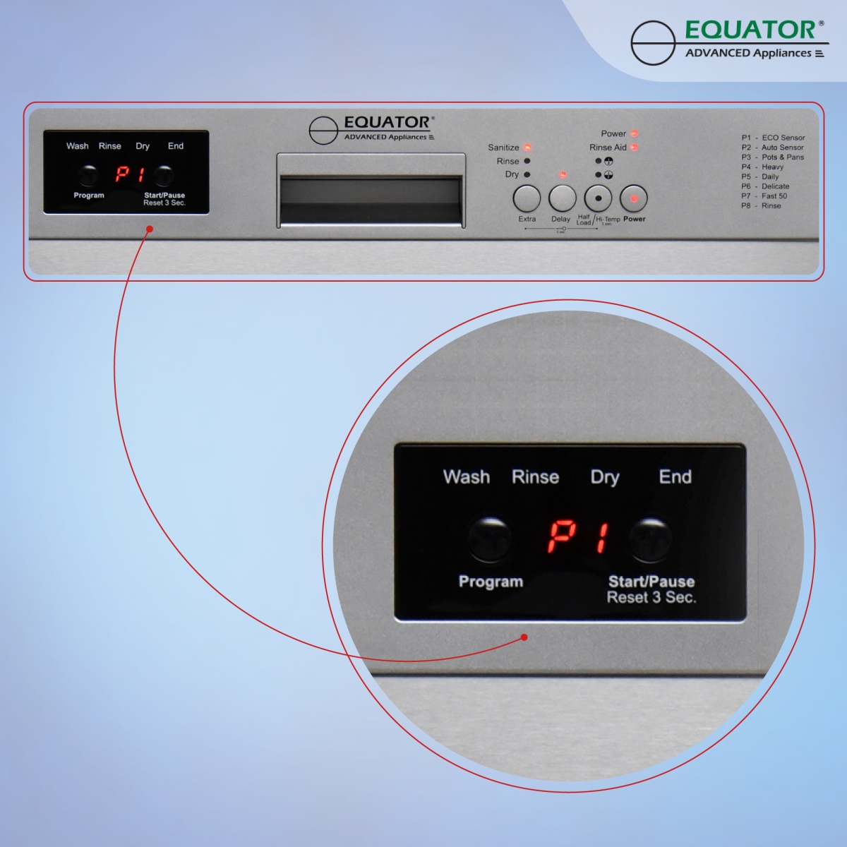 Picture of Equator Advanced AppliancesáSBá82 (Silver) Equator-Europe 24in. Built in 14 place Dishwasher with 8 Wash Programs  Energy Star
