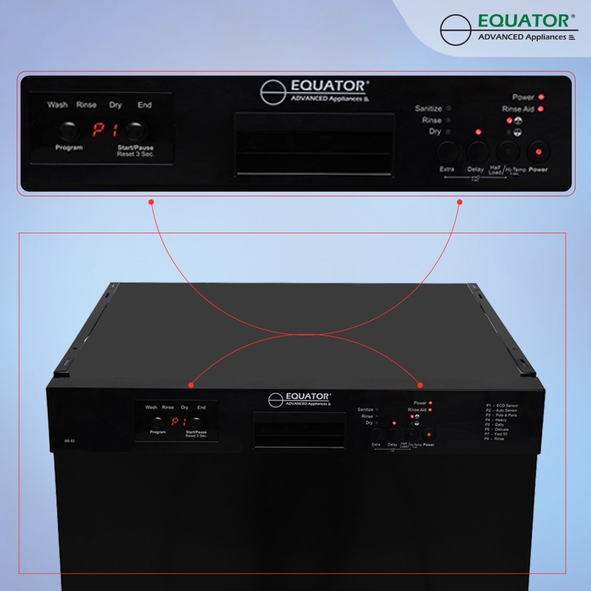 Picture of Equator Advanced AppliancesáBBá82 (Black Equator-Europe 24in. Built in 14 place Dishwasher with 8 Wash Programs  Energy Star