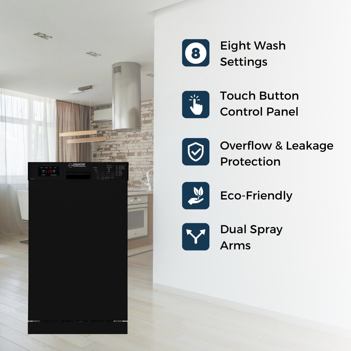 Picture of Equator 18 in. Built-In Dishwasher w/ Front Control 10 Place Setting Made in Europe  Energy Star