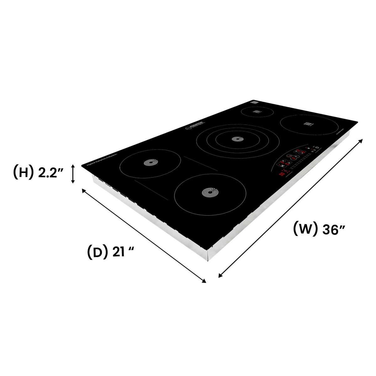 Picture of Equator Advanced Appliances EHC 36532 Equator 36' Electric Hybrid CERAMIC-INDUCTION 5 Burner Cooktop 220V