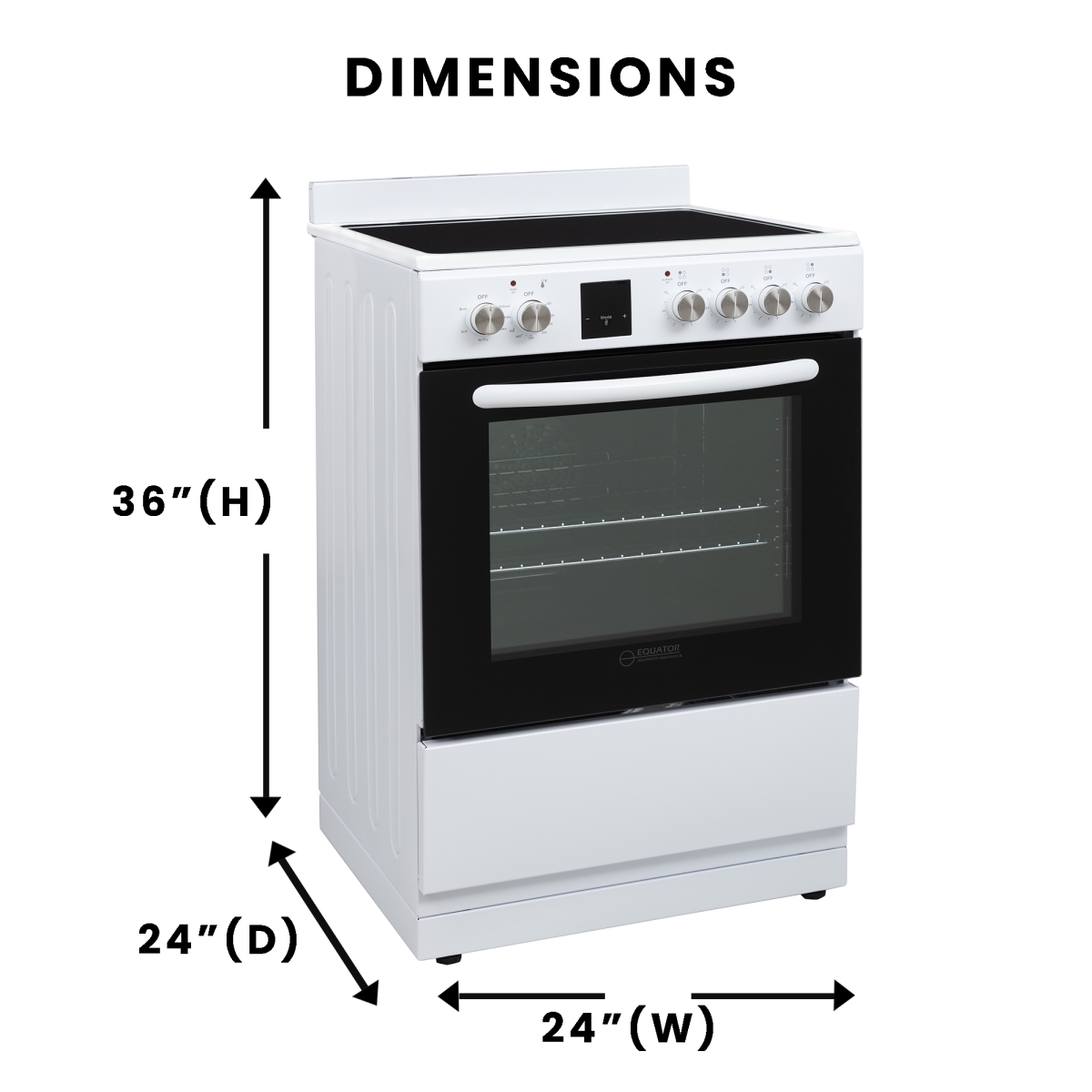 Picture of Equator Advanced Appliances ECR 244 White Equator 24 Freestanding Electric Cooking Range in White with Convection Oven