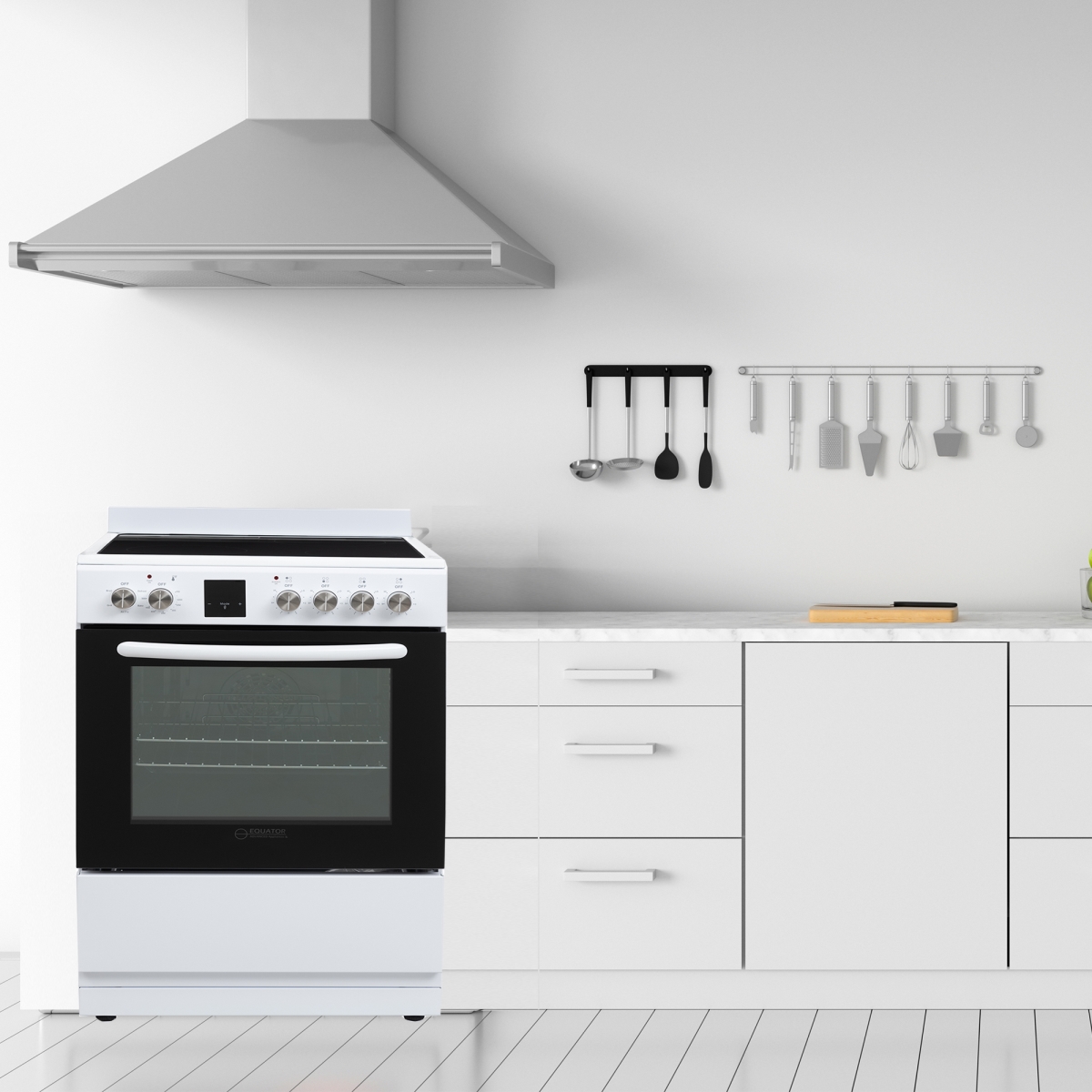 Picture of Equator Advanced Appliances ECR 244 White Equator 24 Freestanding Electric Cooking Range in White with Convection Oven
