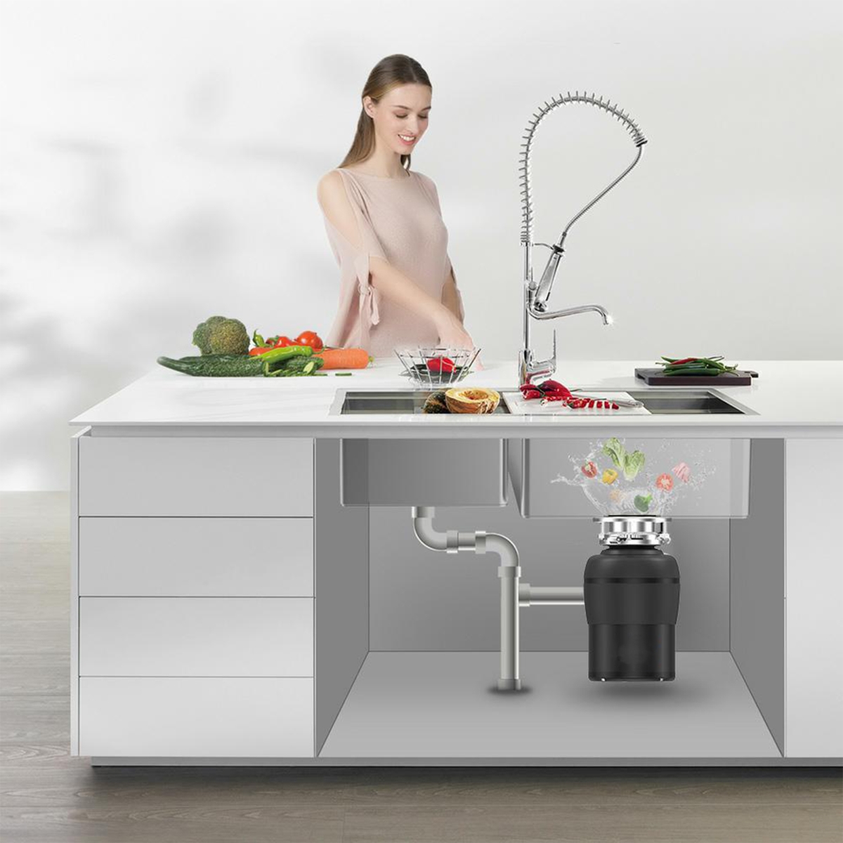 Picture of Equator Advanced Appliances GD 075 Equator Garbage Disposer 3/4HP ULTRA QUIET 65 dB 2 Stage Grinding 1700 rpm 110V
