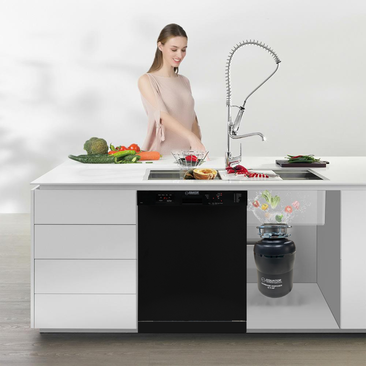 Picture of Equator Advanced Appliances BB 82 + GD 075 Equator 24 in Dishwasher 14 place + 3/4 HP Garbage Disposer QUIET 51dB 110V E-Star ADA