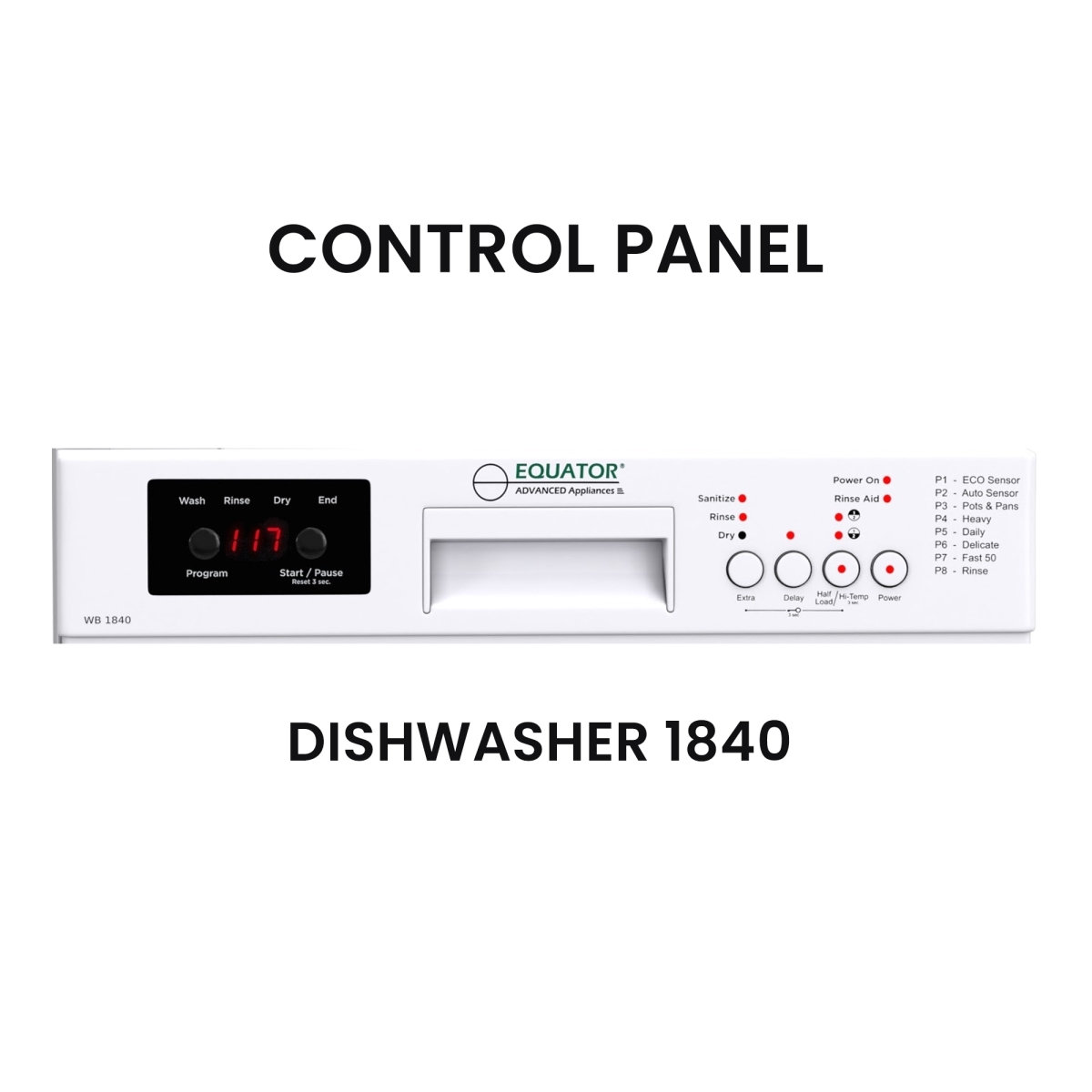 Picture of Equator Advanced Appliances WB 1840 + GD 075 Equator 18 in Dishwasher 10 place QUIET 110V E-Star ADA+3/4 HP Garbage Disposer