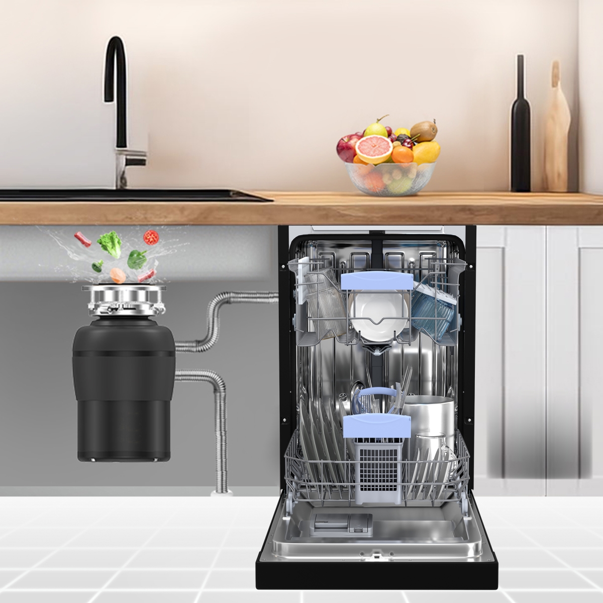 Picture of Equator Advanced Appliances BB 1840 + GD 075 Equator 18 in Dishwasher 10 place QUIET 110V E-Star ADA+3/4 HP Garbage Disposer