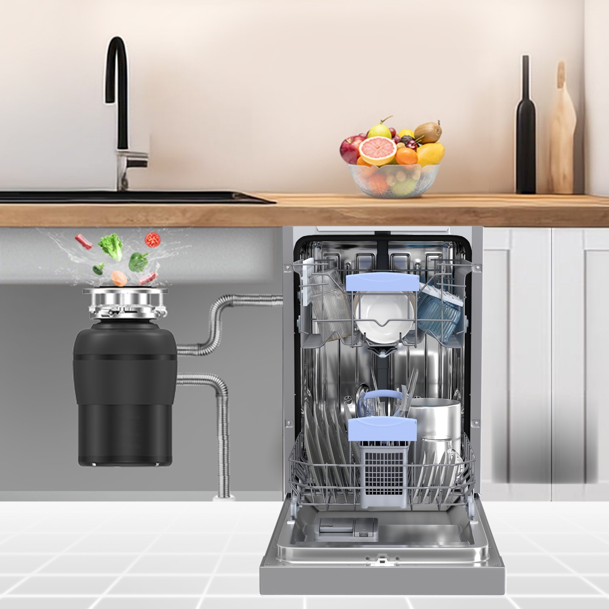 Picture of Equator Advanced Appliances SB 1840 + GD 075 Equator 18 in Dishwasher 10 place QUIET 110V E-Star ADA+3/4 HP Garbage Disposer