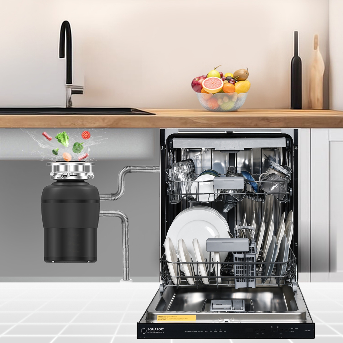 Picture of Equator Advanced Appliances BBT 2440 + GD 075 Equator 24 in Dishwasher 15 place QUIET 110V E-Star ADA+3/4 HP Garbage Disposer