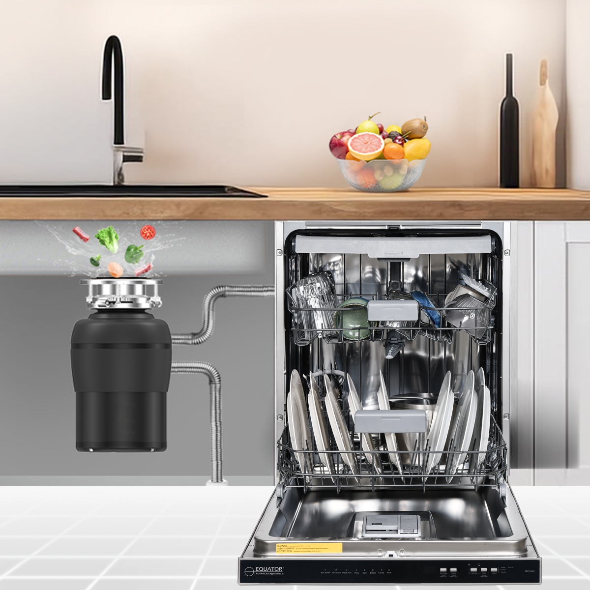 Picture of Equator Advanced Appliances SBT 2440 + GD 075 Equator 24 in Dishwasher 15 place QUIET 110V E-Star ADA+3/4 HP Garbage Disposer