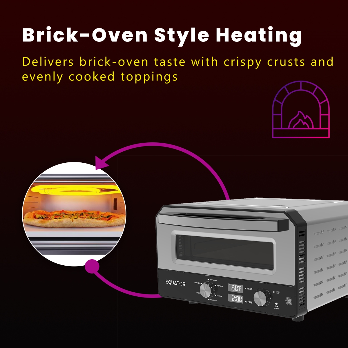 Picture of Equator Advanced Appliances 747037150505 Equator ELECTRIC PIZZA OVEN Multi Program w/ Baking Stone Countertop 1.6cf 110V