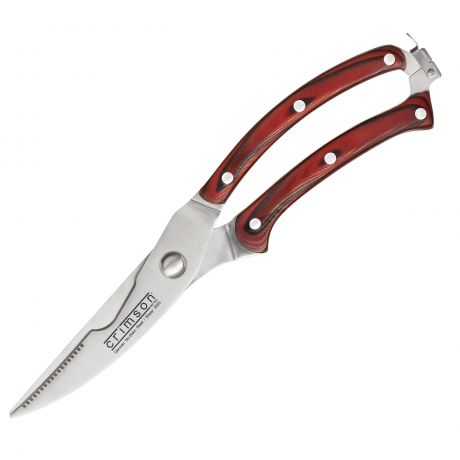 3055 Crimson Kitchen Poultry Shears With Red G10 Handle
