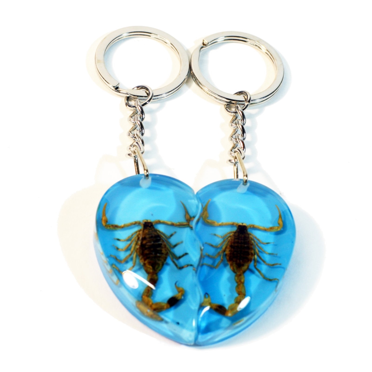 UPC 842845002036 product image for SK2292 Gold Scorpion Double Heart Key Chain, Blue | upcitemdb.com