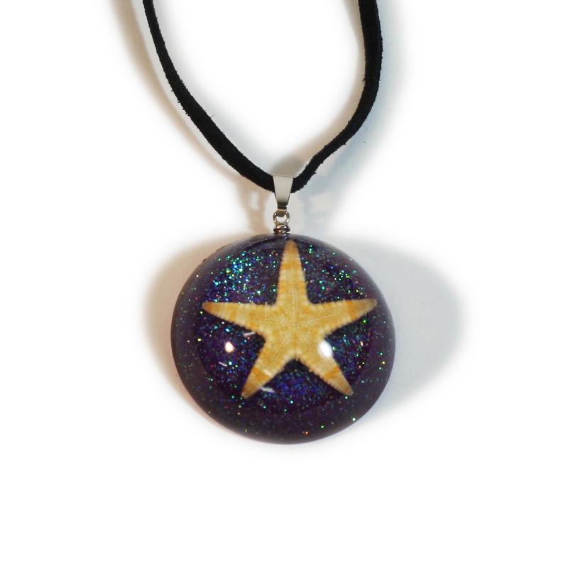 Op402 Starfish Dome Necklace, Shiny Purple