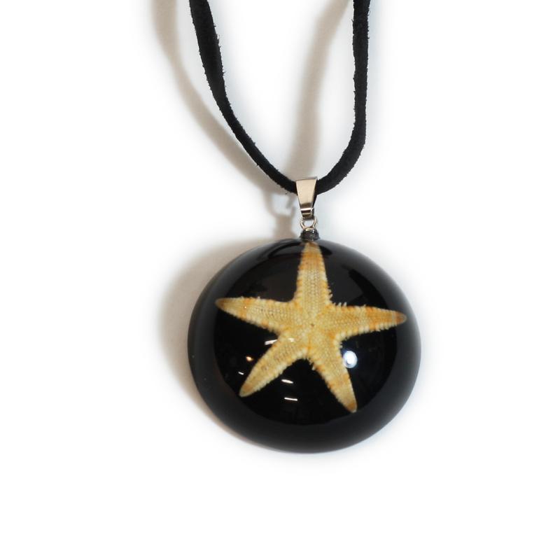 Op403 Starfish Dome Necklace, Black