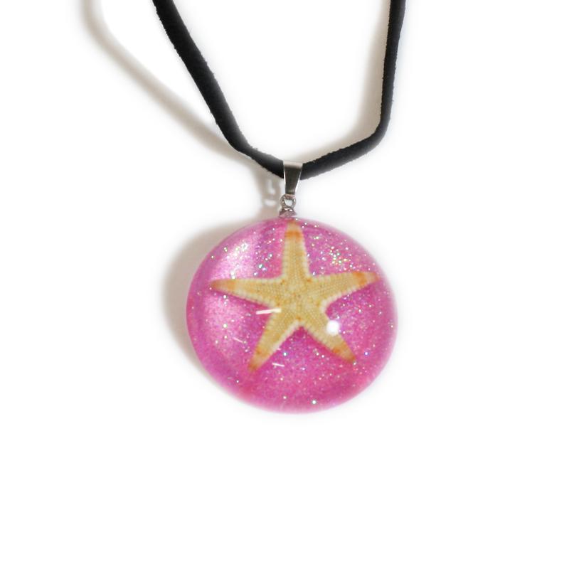 Op404 Starfish Dome Necklace, Shiny Pink