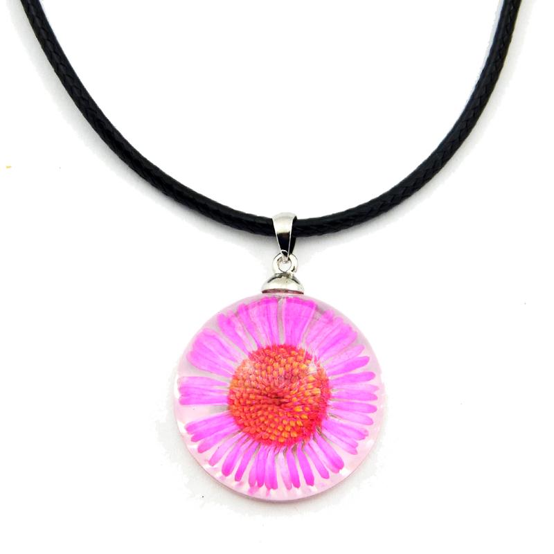 Fpr402 Real Daisy Necklace, Pink