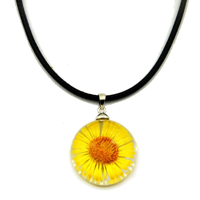 Fpr403 Real Daisy Necklace, Yellow