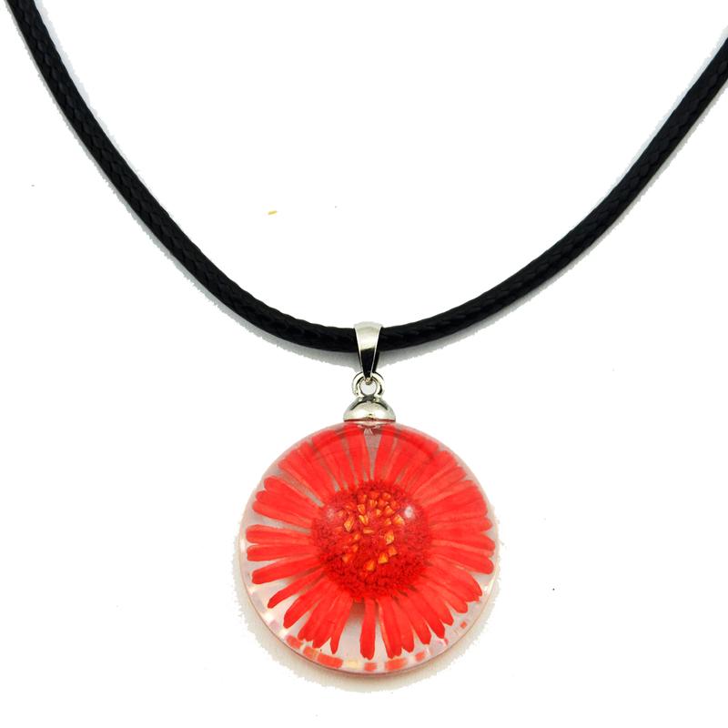 Fpr404 Real Daisy Necklace, Red