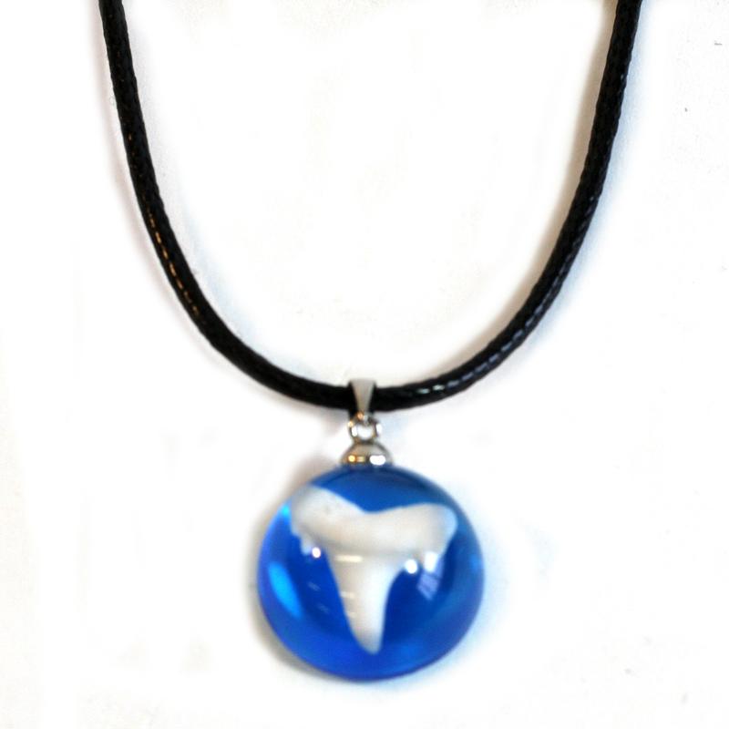 Op1001 Shark Tooth Oceanic Necklace, Blue