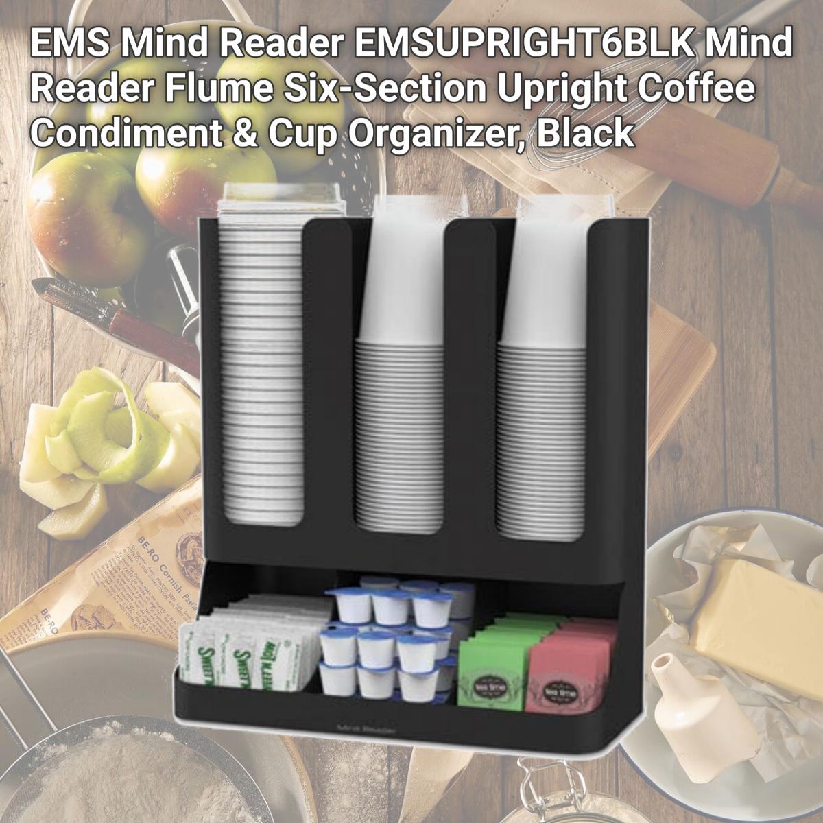 Picture of EMS Mind Reader EMSUPRIGHT6BLK Mind Reader Flume Six-Section Upright Coffee Condiment & Cup Organizer, Black