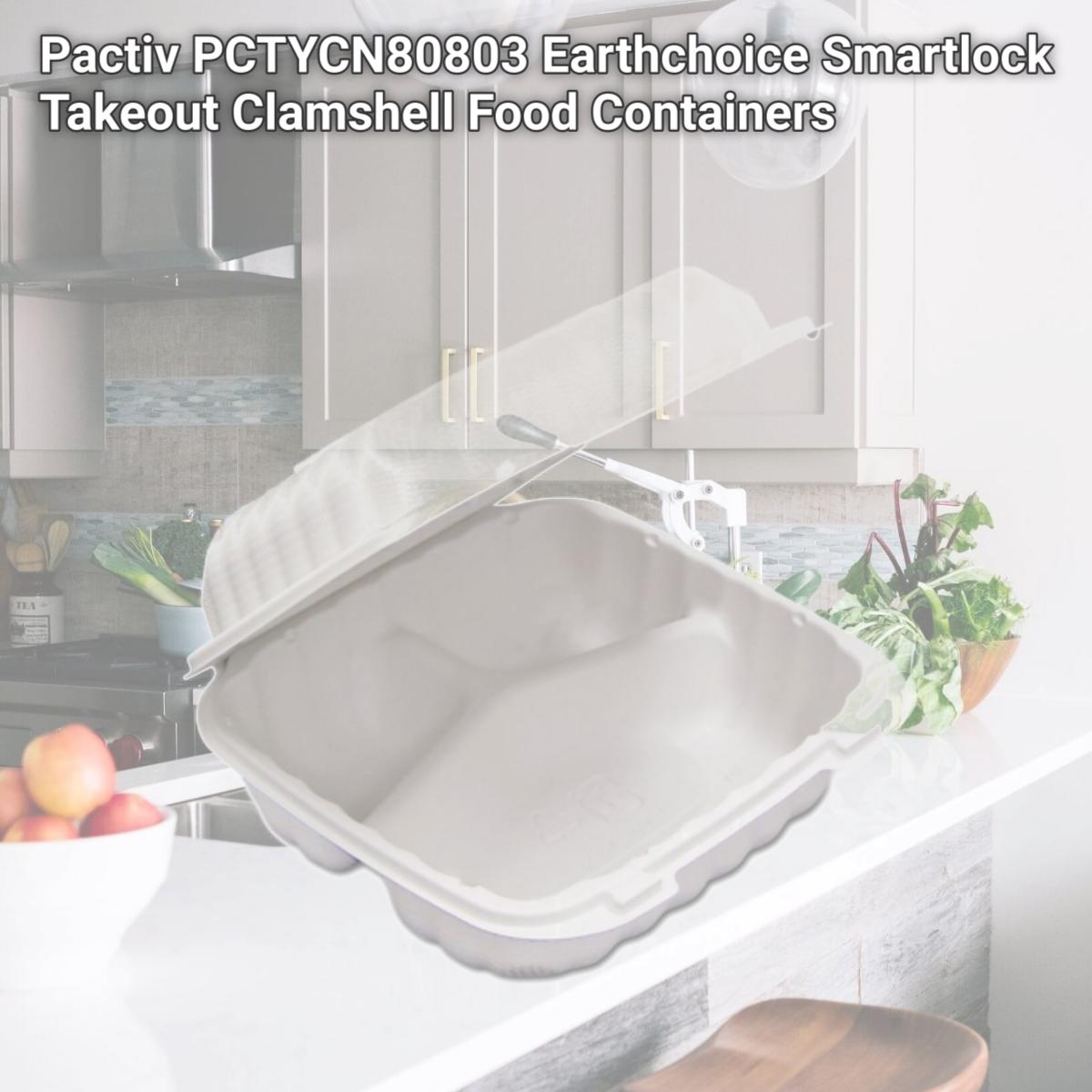 Picture of Pactiv PCTYCN80803 Earthchoice Smartlock Takeout Clamshell Food Containers