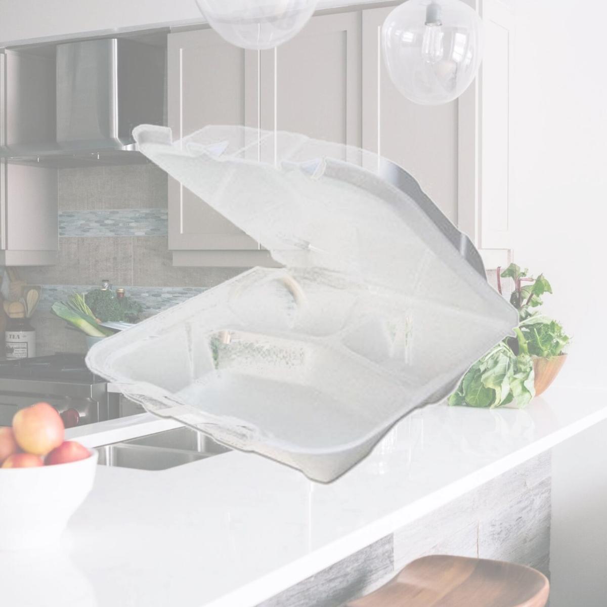 Picture of Pactiv PCTYTD19903 3-Compartment Foam Hinged Lid Containers, White - 150 Per Carton