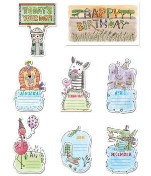 Ctp2179 Safari Friends Happy Birthday Mini Bulletin Board