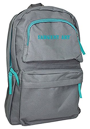 Economy Backpack Gray With Teal Zipper