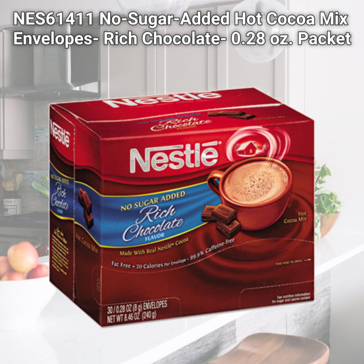Picture of NES61411 No-Sugar-Added Hot Cocoa Mix Envelopes- Rich Chocolate- 0.28 oz. Packet