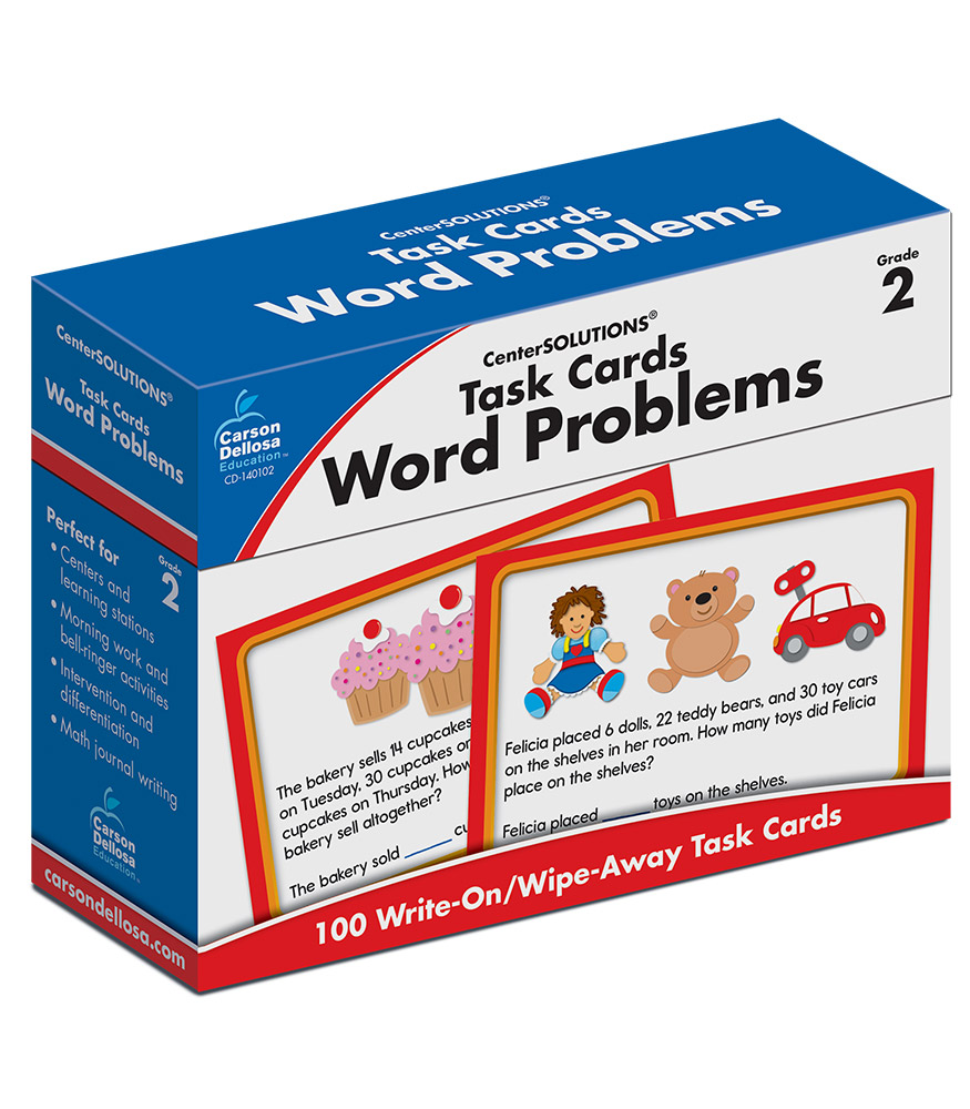 Carson Dellosa Cd-140102 2.2 X 6.5 X 5 In. Word Problems Task Cards, Grade 2